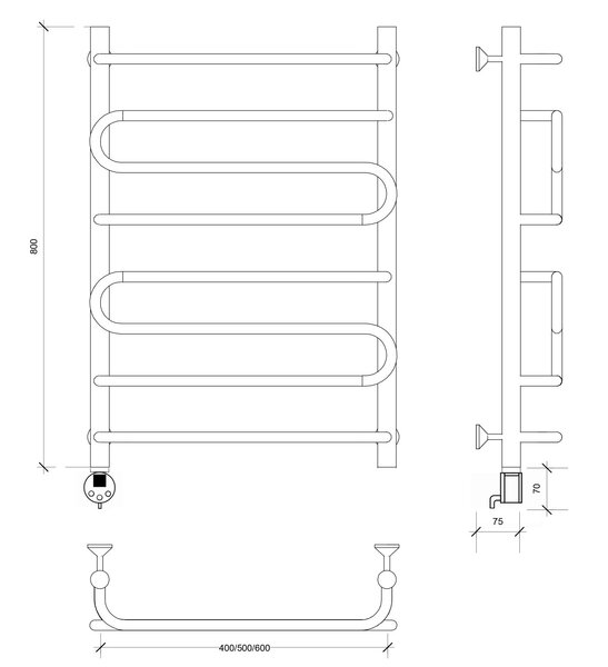 Полотенцесушитель электрический Secado Валенсия 2 80x50 хром