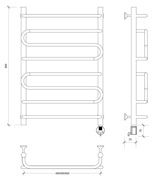 Полотенцесушитель электрический Secado Валенсия 2 80x60 хром