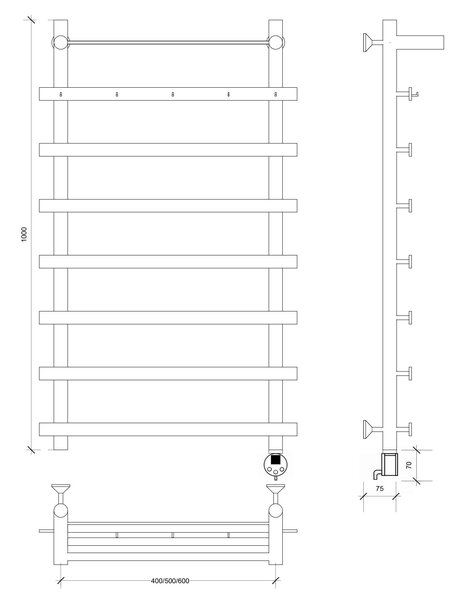 Полотенцесушитель электрический Secado Понтида 1 КСП 100x40x50 хром