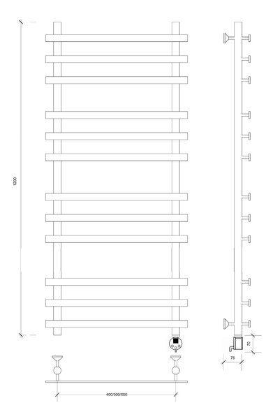 Полотенцесушитель электрический Secado Понтида плюс 120x40x50 хром