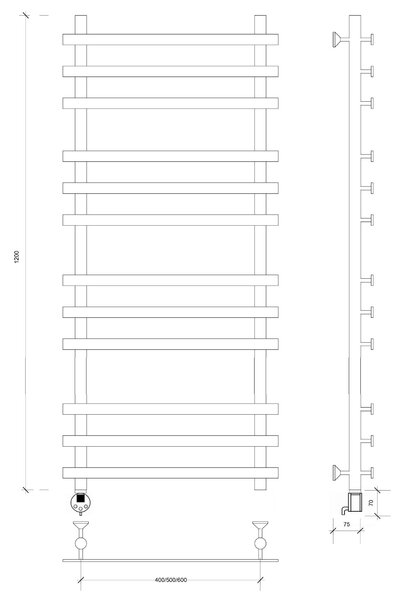 Полотенцесушитель электрический Secado Понтида плюс 120x60x70 хром