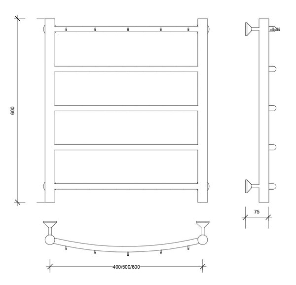 Полотенцесушитель электрический Secado Милан 1 К 60x60 хром