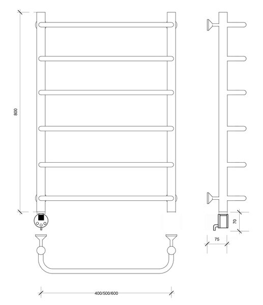 Полотенцесушитель электрический Secado Мерида 1 80x40 хром