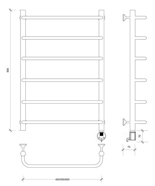 Полотенцесушитель электрический Secado Мерида 1 80x40 хром