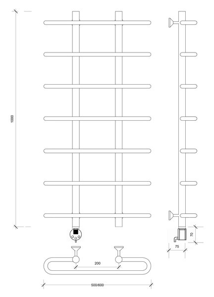 Полотенцесушитель электрический Secado Венеция 1 100x20x50 хром