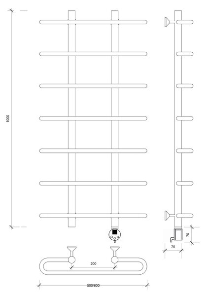 Полотенцесушитель электрический Secado Венеция 1 100x20x50 хром