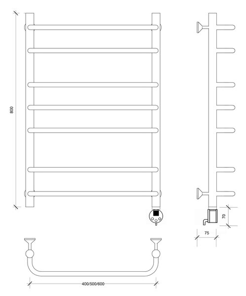Полотенцесушитель электрический Secado Мерида 2 80x60 хром