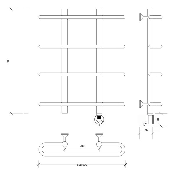 Полотенцесушитель электрический Secado Венеция 1 60x20x50 хром