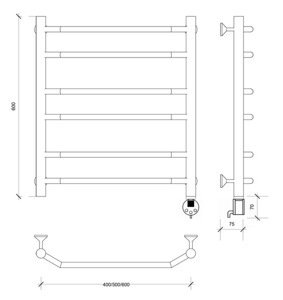 Полотенцесушитель электрический Secado Агата 2 60x40 хром