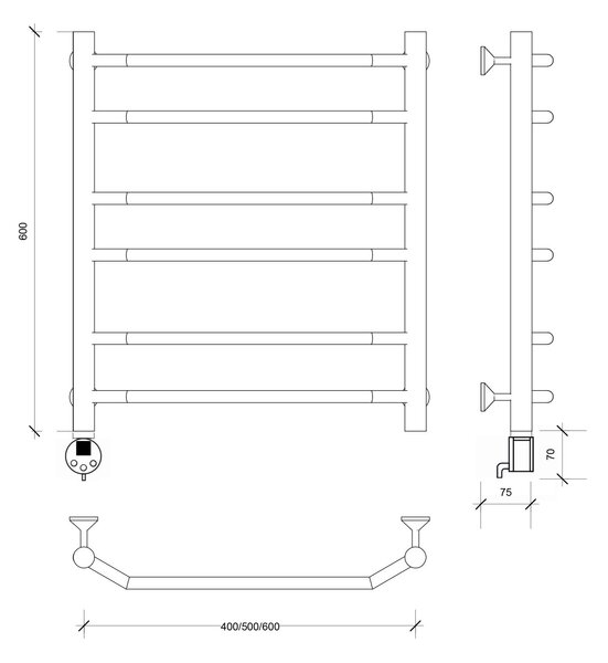 Полотенцесушитель электрический Secado Агата 2 60x50 хром