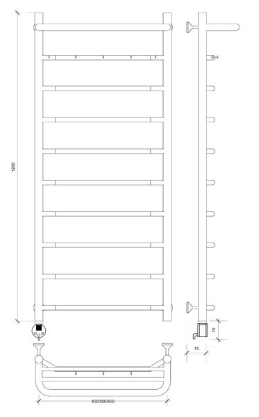 Полотенцесушитель электрический Secado Агата 1 КСП 120x50 хром