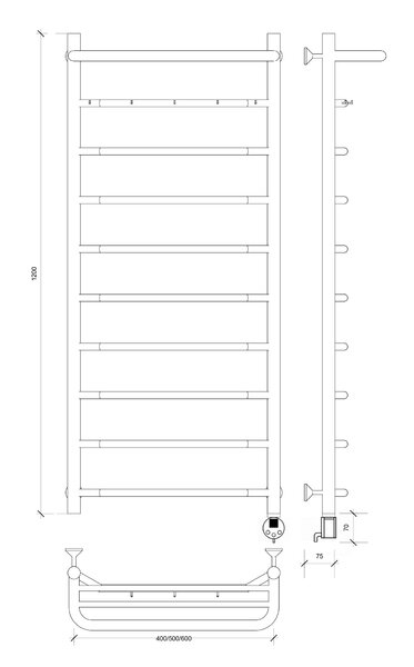 Полотенцесушитель электрический Secado Агата 1 КСП 120x60 хром