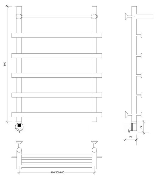 Полотенцесушитель электрический Secado Понтида 1 СП 80x40x50 хром