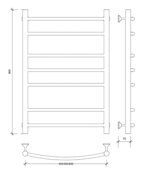 Полотенцесушитель электрический Secado Милан 2 80x40 хром