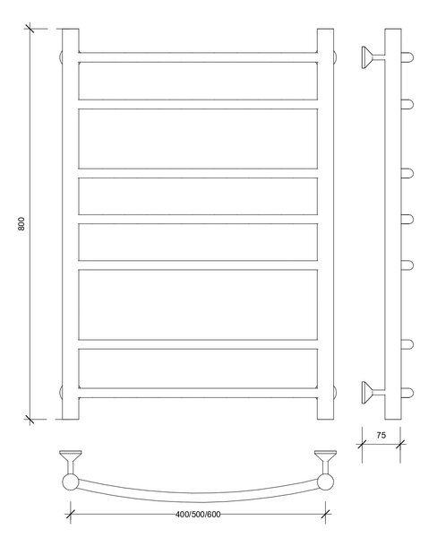 Полотенцесушитель электрический Secado Милан 2 80x50 хром