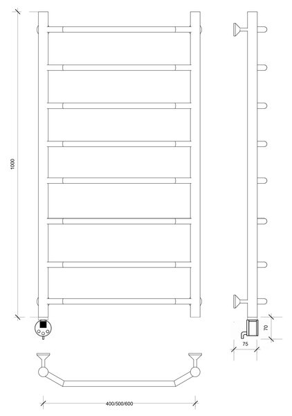Полотенцесушитель электрический Secado Агата 1 100x40 хром
