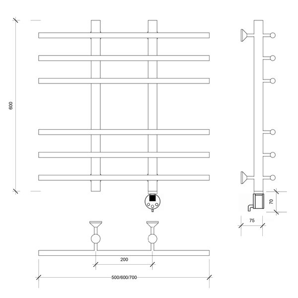 Полотенцесушитель электрический Secado Турин 4 60x20x50 хром