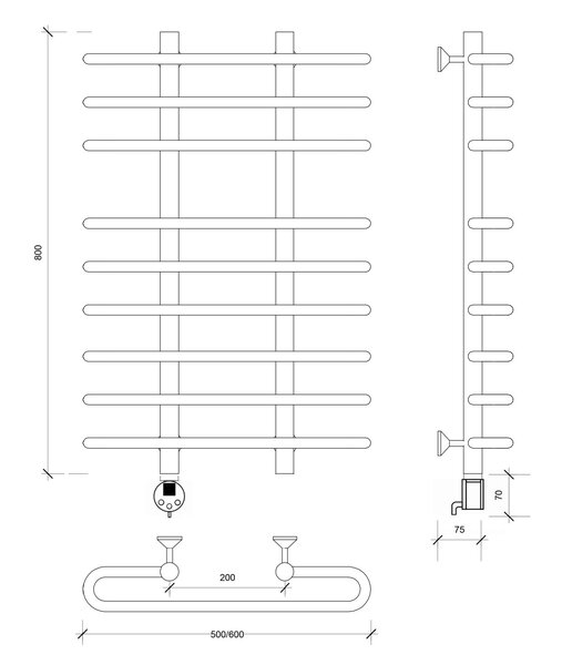 Полотенцесушитель электрический Secado Венеция 5 80x20x50 хром