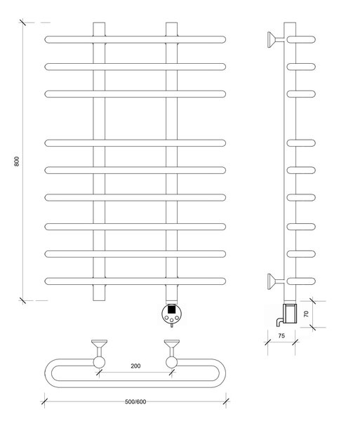 Полотенцесушитель электрический Secado Венеция 5 80x20x50 хром