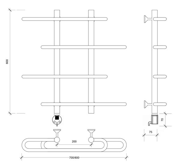 Полотенцесушитель электрический Secado Венеция 4 60x20x80 хром
