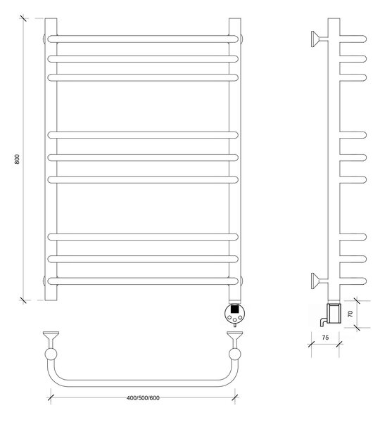 Полотенцесушитель электрический Secado Мерида 3 80x60 хром