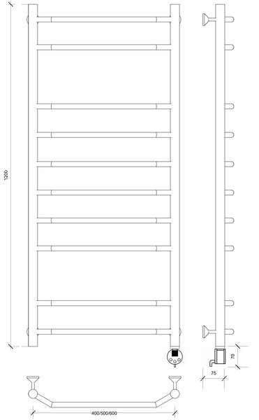 Полотенцесушитель электрический Secado Агата 2 120x40 хром