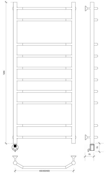 Полотенцесушитель электрический Secado Агата 2 120x60 хром