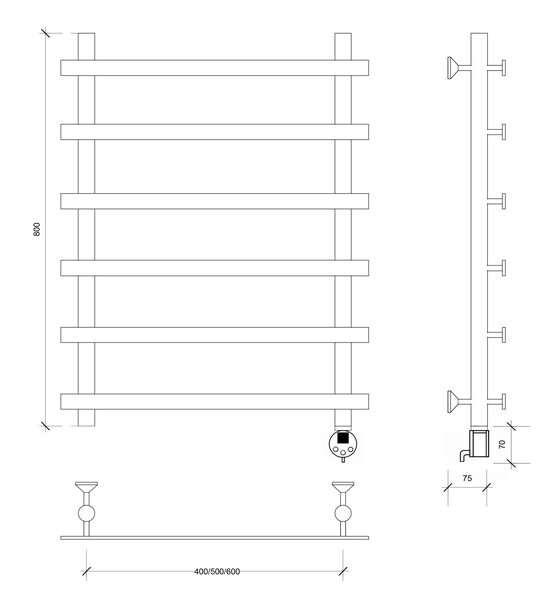 Полотенцесушитель электрический Secado Понтида 1 80x60x70 хром