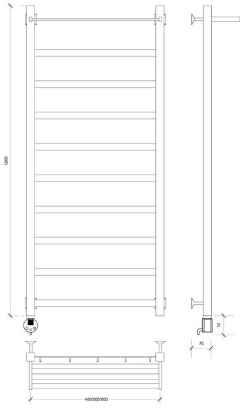 Полотенцесушитель электрический Secado Корсико 1 СП 120x40 хром