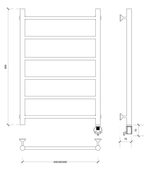 Полотенцесушитель электрический Secado Триада 1 80x40 хром