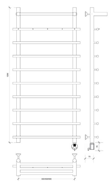 Полотенцесушитель электрический Secado Триада 1 СП 120x50 хром