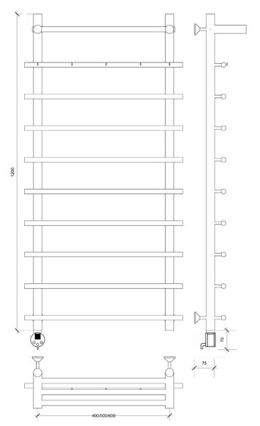 Полотенцесушитель электрический Secado Триада 1 СП 120x60 хром