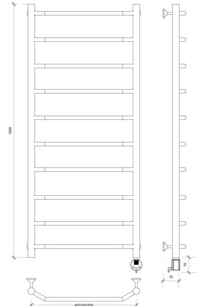 Полотенцесушитель электрический Secado Агата 1 120x40 хром
