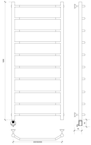 Полотенцесушитель электрический Secado Агата 1 120x50 хром