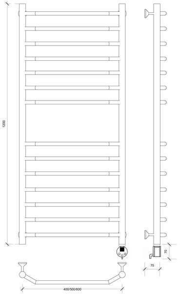 Полотенцесушитель электрический Secado Агата 4 120x60 хром