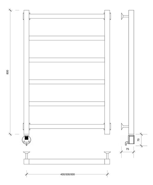 Полотенцесушитель электрический Secado Корато 1 80x50 хром