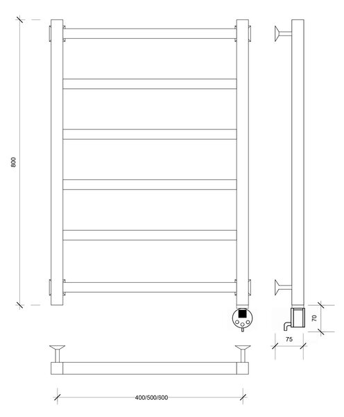 Полотенцесушитель электрический Secado Корато 1 80x60 хром