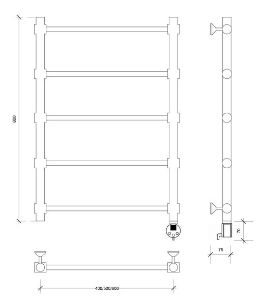 Полотенцесушитель электрический Secado Флоренция 2 80x40 хром