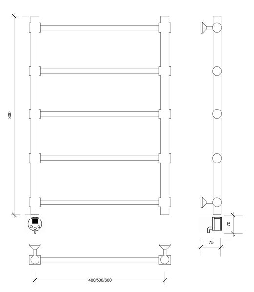 Полотенцесушитель электрический Secado Флоренция 2 80x50 хром