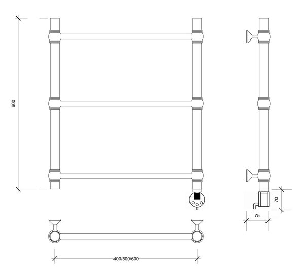 Полотенцесушитель электрический Secado Флоренция 1 60x60 хром