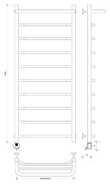 Полотенцесушитель электрический Secado Агата 1 СП 120x40 хром