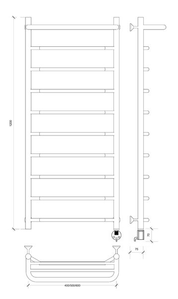 Полотенцесушитель электрический Secado Агата 1 СП 120x60 хром