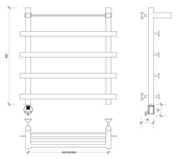 Полотенцесушитель электрический Secado Понтида 1 СП 60x40x50 хром