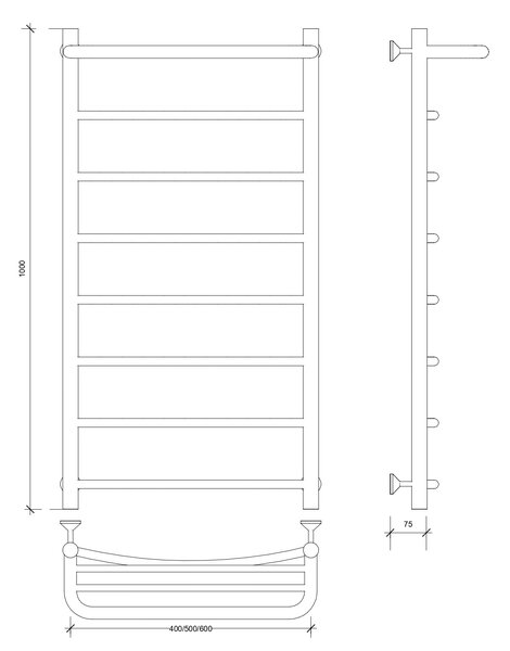 Полотенцесушитель электрический Secado Милан 1 СП 100x60 хром