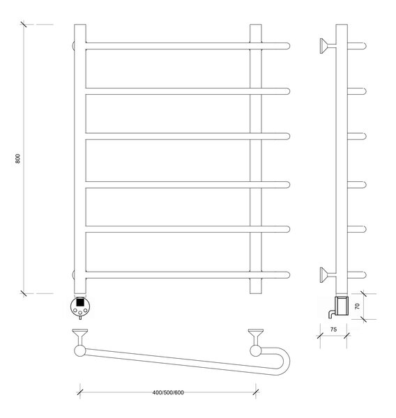 Полотенцесушитель электрический Secado Венеция 2 80x60x70 хром