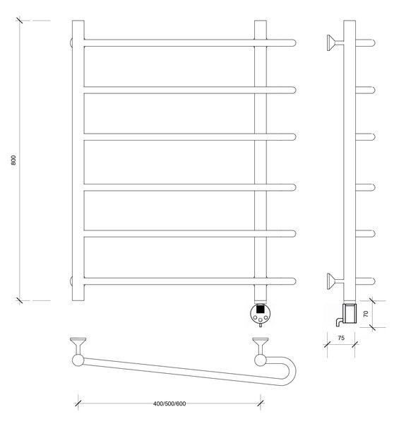 Полотенцесушитель электрический Secado Венеция 2 80x60x70 хром