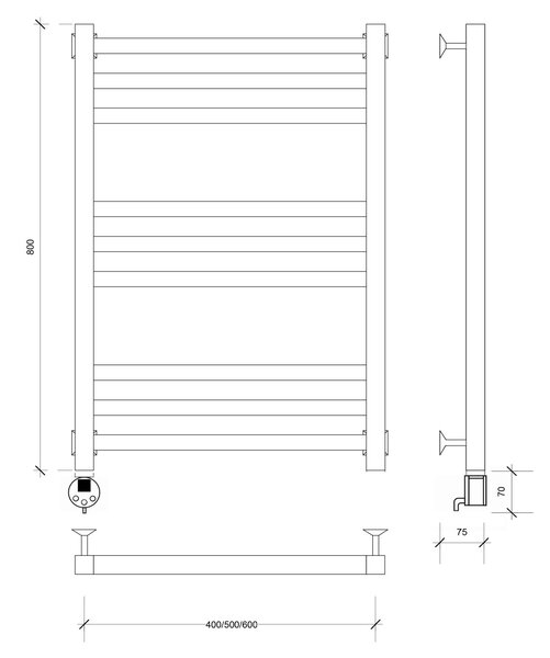Полотенцесушитель электрический Secado Корато 3 80x50 хром