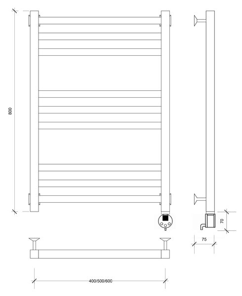Полотенцесушитель электрический Secado Корато 3 80x60 хром