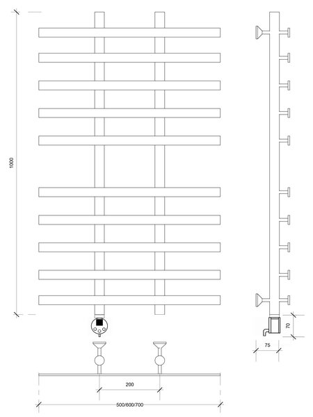 Полотенцесушитель электрический Secado Понтида 4 100x20x60 хром