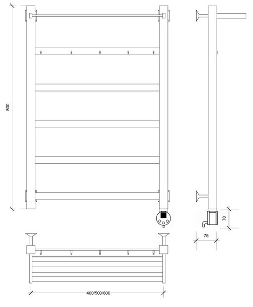 Полотенцесушитель электрический Secado Корсико 1 КСП 80x60 хром